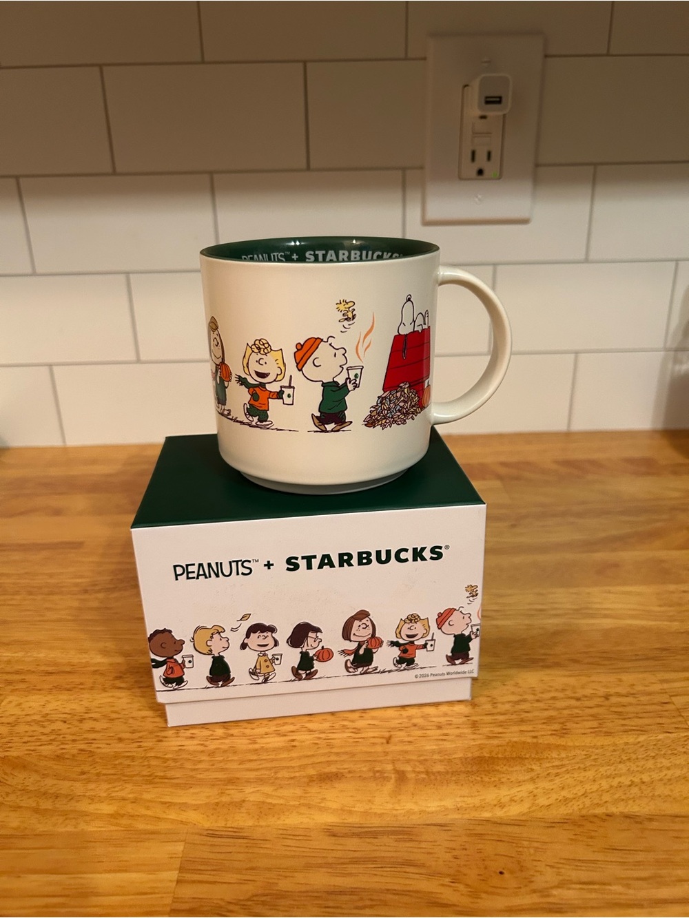 Starbucks Peanuts Collection White & Green Character Mug